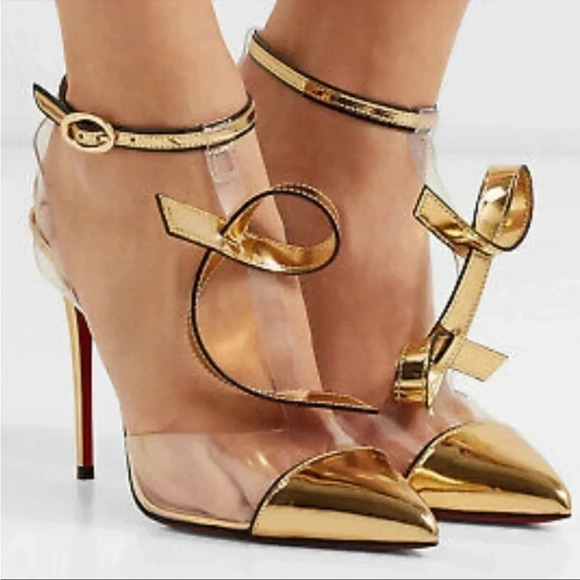 Christian Louboutin Shoes - Christian Louboutin Alta Firma 100 gold CL heels size 36